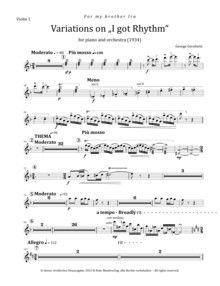 Variations sur 'I got Rhythm' pour piano et orchestre (version originale( (parties) 