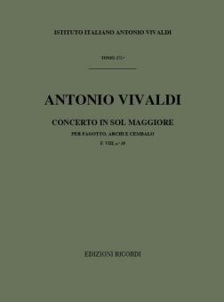 Concerto G Major Bassoon Strings Continuo RV492 Score Fviii#29 T275 