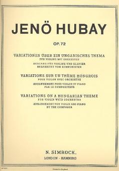 Variations sur un Thème hongrois op. 72 