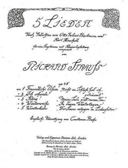 Five Songs to Poems by Otto Julius Bierbaum und Karl Henckell Op. 48/2 