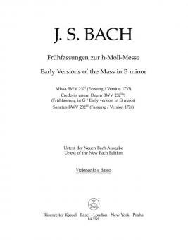 Versions antérieures de la messe en si mineur BWV 232 