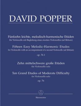 Quinze études faciles mélodiques et harmoniques pour violoncelle avec accompagnement d'un deuxuième violoncelle (ad lib.) I - Dix grandes études de difficulté moyenne pour violoncelle seul op. 76 Standard