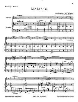 Melodie For Violin And Piano Op. 26 No. 1 