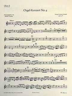 Organ Concerto No. 4 F Major Op. 4/4 HWV 292 Standard