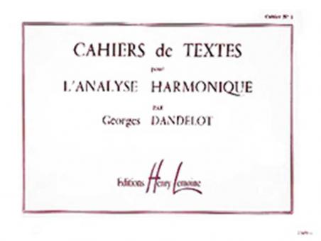 Cahiers de textes 'L'analyse harmonique' 1 