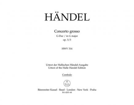 Concerto grosso en sol majeur op. 44988 HWV 314 