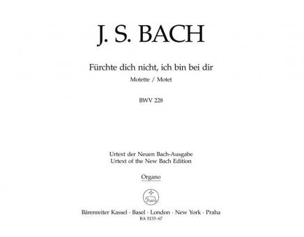 Fürchte dich nicht, ich bin bei dir BWV 228 