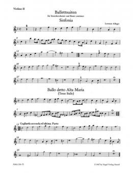 Suites de ballet pour cordes (violons divisés en trois) et basse continue Standard