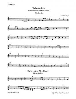 Suites de ballet pour cordes (violons divisés en trois) et basse continue 