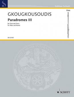 Paradromes III' is a challenging composition, using modern playing techniques in the flute part as well as in the piano part. This work by the young Greek composer Theodoros Gkougkousoudis was awarded the third prize at the Harald Genzmer Compositio Standard