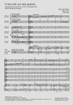 O Jesu süss, wer dein gedenkt von Heinrich Schütz (Download) 