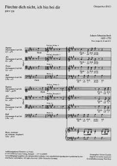 Fürchte dich nicht, ich bin bei dir BWV 228 von Johann Sebastian Bach (Download) 