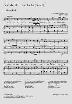 C.P.E. Bach: Geistliche Oden und Lieder [Gellert] von Carl Philipp Emanuel Bach (Download) 
