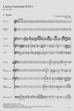 Litaniae Lauretanae B.M.V. in D-Dur KV195 von Wolfgang Amadeus Mozart (Download) 