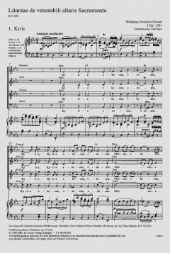 Litaniae de venerabili altaris Sacramento von Wolfgang Amadeus Mozart 