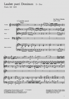 Laudate pueri Dominum in D-Dur ZWV81 von Jan Dismas Zelenka (Download) 