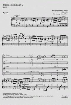 Missa solemnis in C KV 337 von Wolfgang Amadeus Mozart (Download) 
