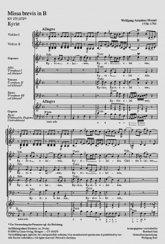 Missa brevis in B KV 275 (272b) von Wolfgang Amadeus Mozart (Download) 