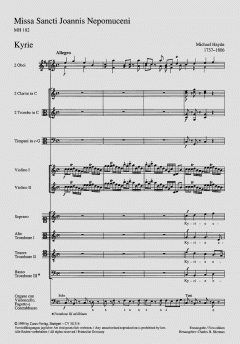 Missa Sancti Joannis Nepomuceni MH182 von Michael Haydn (Download) 