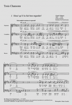 Trois Chansons für Alt-Solo und gemischten Chor a cappella von Claude Debussy (Download) 