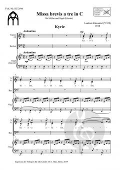 Missa brevis a tre in C von Lambert Kleesattel 