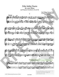 10 leichte Duette Wq 81, 82, 193 von Carl Philipp Emanuel Bach 