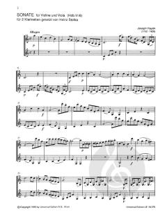 Sonate für Violine und Viola Hob. VI:6 von Joseph Haydn für 2 Klarinetten im Alle Noten Shop kaufen