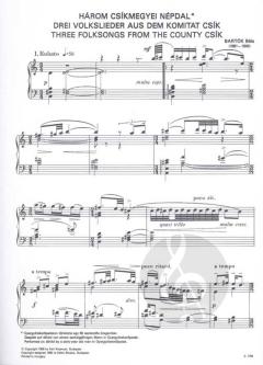 3 Hungarian Folksongs from The County of Csik von Béla Bartók 