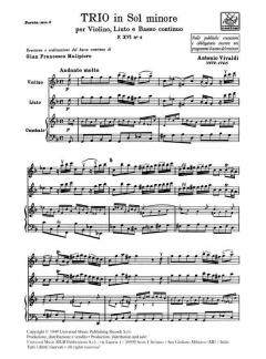 Sonata G Minor Violin Lute Continuo RV85 FXVI#4 T75 (Antonio Vivaldi) 