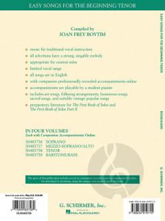 Easy Songs For The Beginning Tenor 