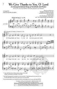We Give Thanks to You, O Lord 