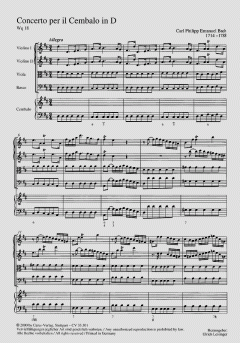 Concerto per il Cembalo in D-Dur von Carl Philipp Emanuel Bach (Download) 