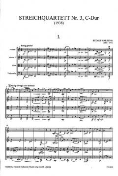 Streichquartett Nr. 3 C-Dur von Rudolf Hartung im Alle Noten Shop kaufen