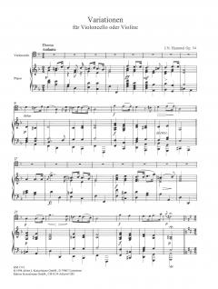 Variationen op. 54 von Johann Nepomuk Hummel für Violoncello oder Violine und Klavier im Alle Noten Shop kaufen