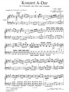 Konzert A-Dur für Violoncello von Carl Philipp Emanuel Bach im Alle Noten Shop kaufen