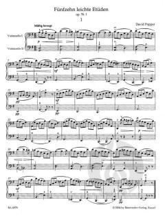 15 leichte, melodisch-harmonische Etüden für Violoncello op. 76 von David Popper (Download) 
