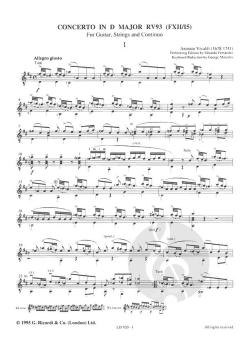 Lute Concerto In D Rv93 Arranged For Guitar And Piano von Antonio Vivaldi 