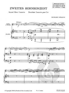 Hornkonzert Nr. 2 Es-Dur o. Op. AV 132 von Richard Strauss für Horn und Kammerorchester