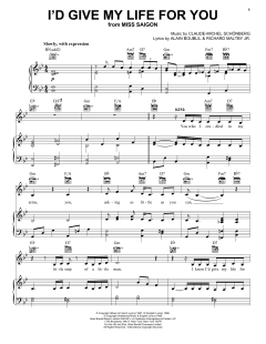 I'd Give My Life For You von Alain Boublil (Download) 