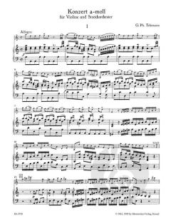 Konzert a-Moll für Violine, Streicher und Basso continuo von Georg Philipp Telemann (Download) 