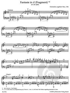 Fantasie in d für Klavier von Wolfgang Amadeus Mozart (Download) 