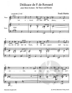 Dedicace de Pierre de Ronsard von Frank Martin 