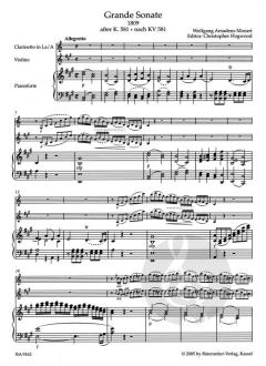 Grande Sonate nach dem Klarinettenquintett KV 581 von Wolfgang Amadeus Mozart für Klarinette in A (oder Violine) und Klavier (1809) im Alle Noten Shop kaufen