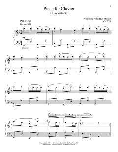 Piano Piece (Klavierstuck) von Wolfgang Amadeus Mozart (Download) 