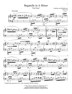 Bagatelle In A Minor "Fur Elise", WoO 59 von Matthew Edwards (Download) 