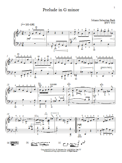 Prelude In G Minor, BMV 930 von Johann Sebastian Bach (Download) 