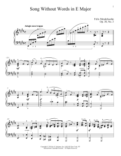 Song Without Words In E Major, Op. 30, No. 3 von Felix Mendelssohn (Download) 