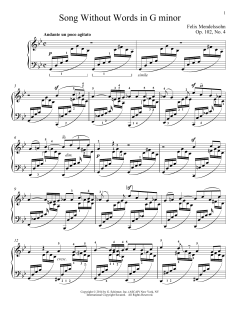 Song Without Words In G Minor, Op. 102, No. 4 von Felix Mendelssohn (Download) 