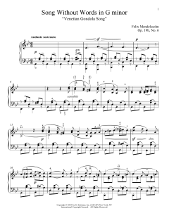 Song Without Words In G Minor "Venetian Gondola Song," Op. 19, No. 6 von Felix Mendelssohn (Download) 
