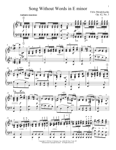 Song Without Words In E Minor, Op. 52, No. 3 von Felix Mendelssohn (Download) 